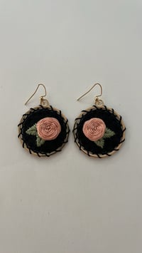 Image 1 of Embroidered Earrings 6 - Pink Floral