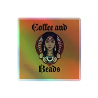 Image 3 of Coffee and Beads Holographic sticker