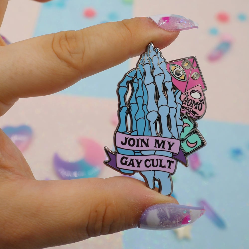 Image of Join My Gay Cult Enamel Pin