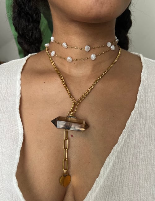 Image of DARA • Smokey Quartz Drop Necklace