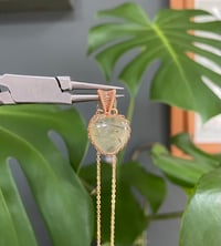 Image 1 of Gold Peridot Heart Crystal  Necklace