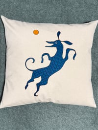 Whippet Cushion Cover - Teal whippet & ball copy