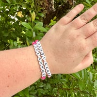 Image 2 of Breast Cancer Heishi Word Bracelet