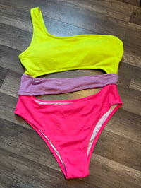 Image 1 of Bright one shoulder swimsuit 
