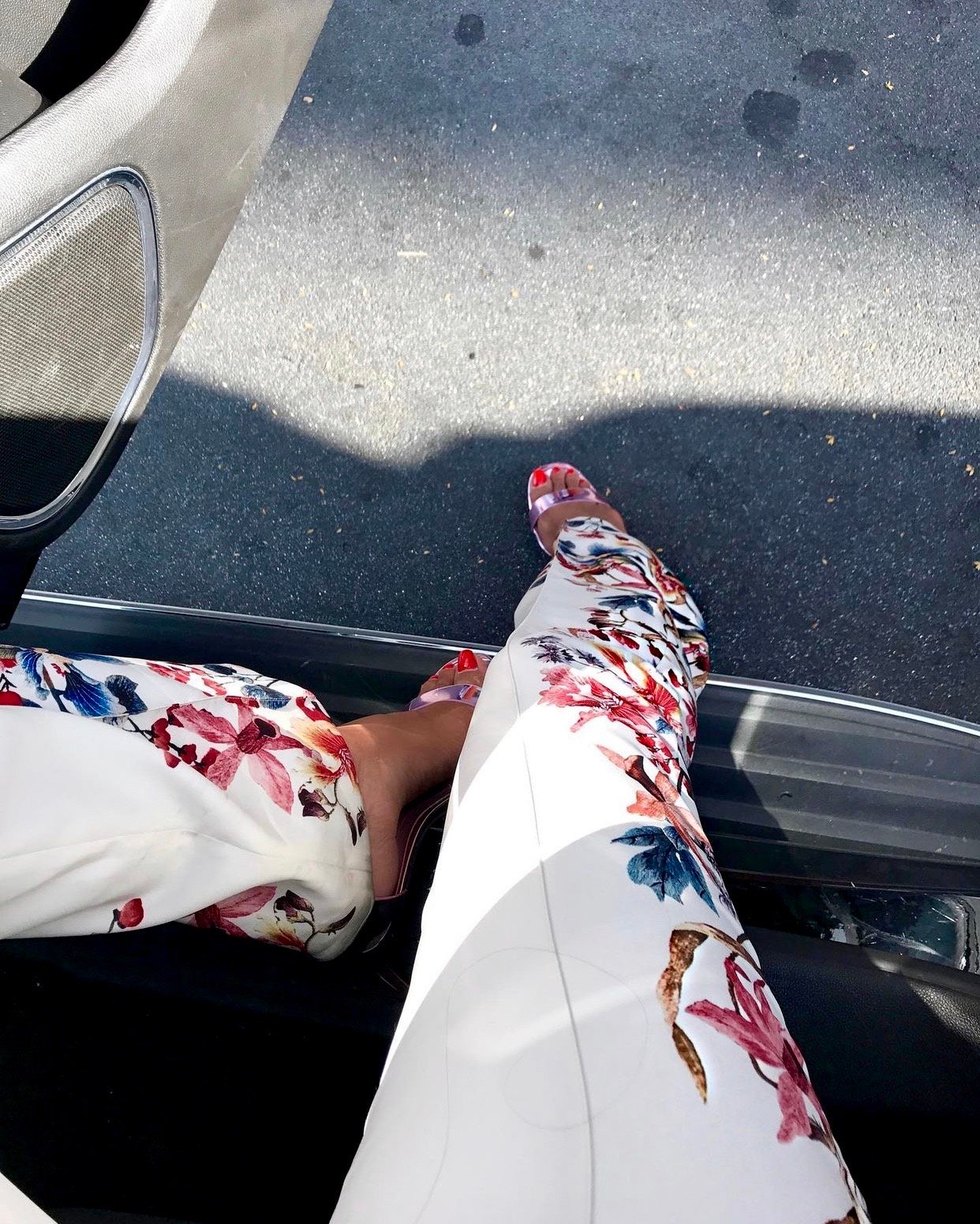 Image of ZARA FLORAL MIRROR-PRINT TROUSERS (LARGE)