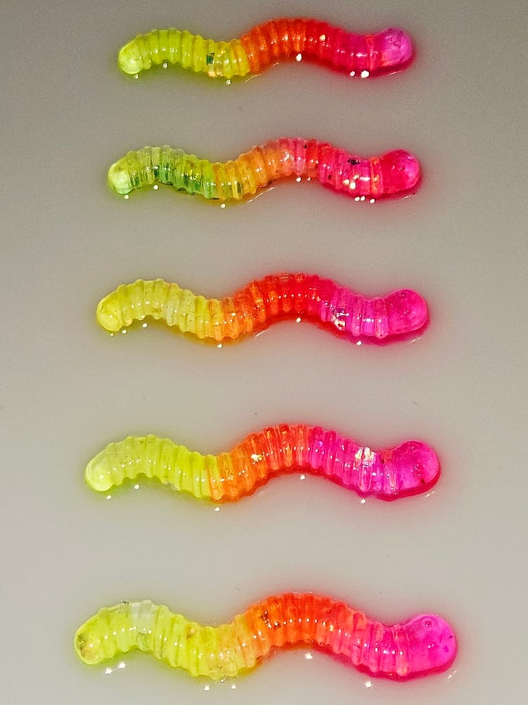 Image of Neon Sunset Gummy Worm Wall Art 8x8