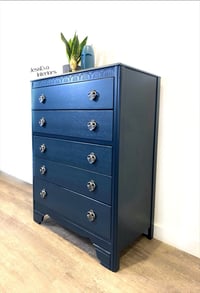 Image 2 of Vintage Lebus CHEST OF DRAWERS painted in dark blue