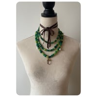 Image 3 of Faceted Green Glass Wrap Style Necklace 