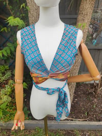 Image 9 of Pasha Co ord set top and frill wrap skirt - turquoise orange