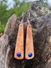 Maple Burl and Lapis Lazuli Earrings