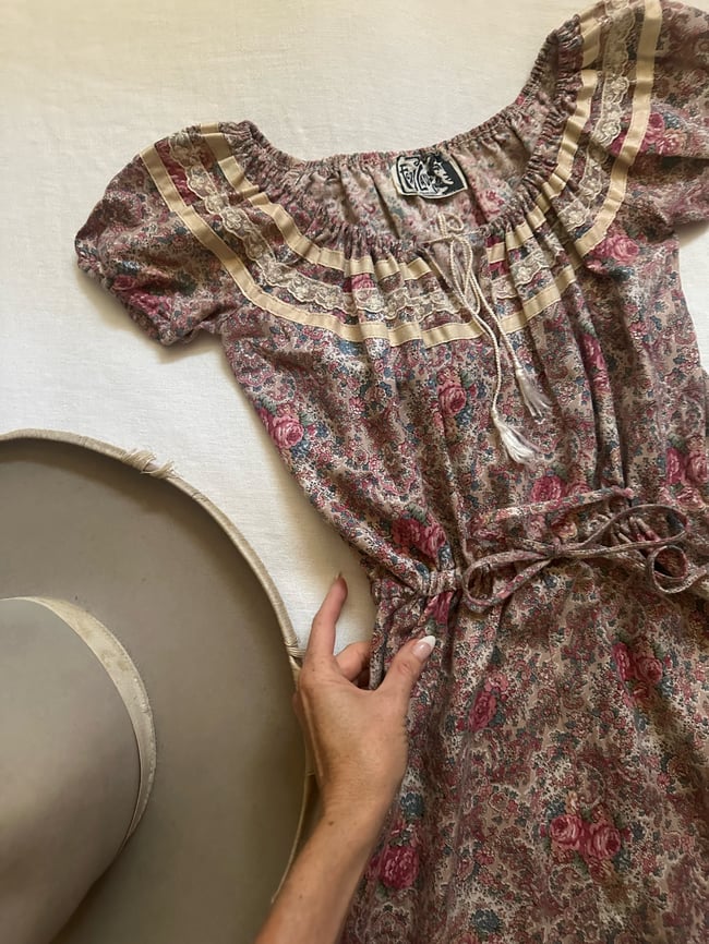 70s floral peasant dress