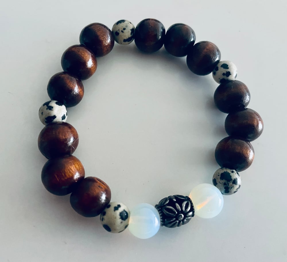 Image of Wood & Dalmatian jasper mix