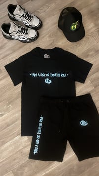 Image 2 of OG BASICS- BLACK/TEAL SHORT & TEE SET