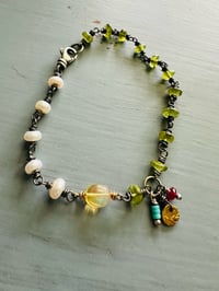 Image 17 of pearl and gemstone charm bracelet . sterling and 22k gold