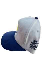 Image 2 of Cream and navy all suede SnapBack 