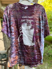 Image 1 of XL Live Fast Eat Trash Raccoon shirt D2