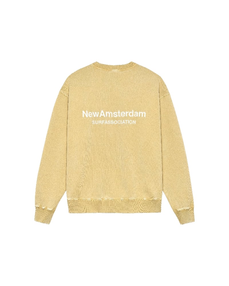 Image of NEW AMSTERDAM SURF ASSOCIATION LOGO CREWNECK YELLOW STONE