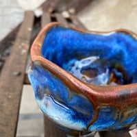 Image 3 of Swagged Lip Candy Dish - Blue & Copper