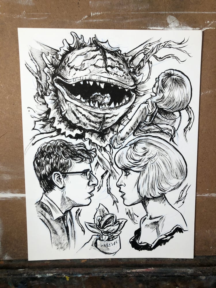 Image of LITTLE SHOP OF HORRORS 9x12 ORIGINAL ART