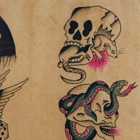 Image 3 of Collection of Skulls Flash Sheet, Hand painted original 12x18