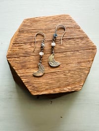 Image 9 of kyanite moonstone crescent moon dangle earrings