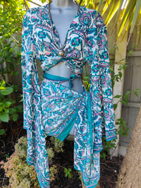 Image 4 of Pefkos co ord sarong set light turquoises jade