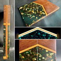 Image 1 of Crosscut Micarta & Baltic Amber GLOW Segmented Knife Scales