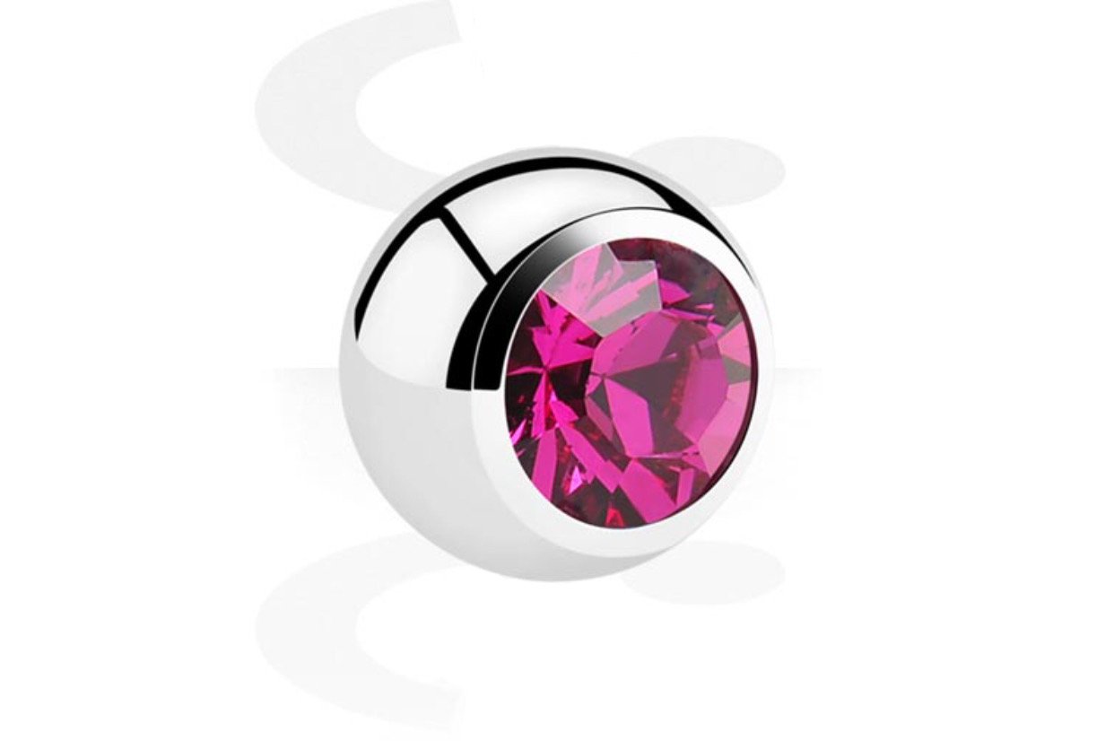 BALL JEWERLY PIERCING - FUSHIA ZIRCON 