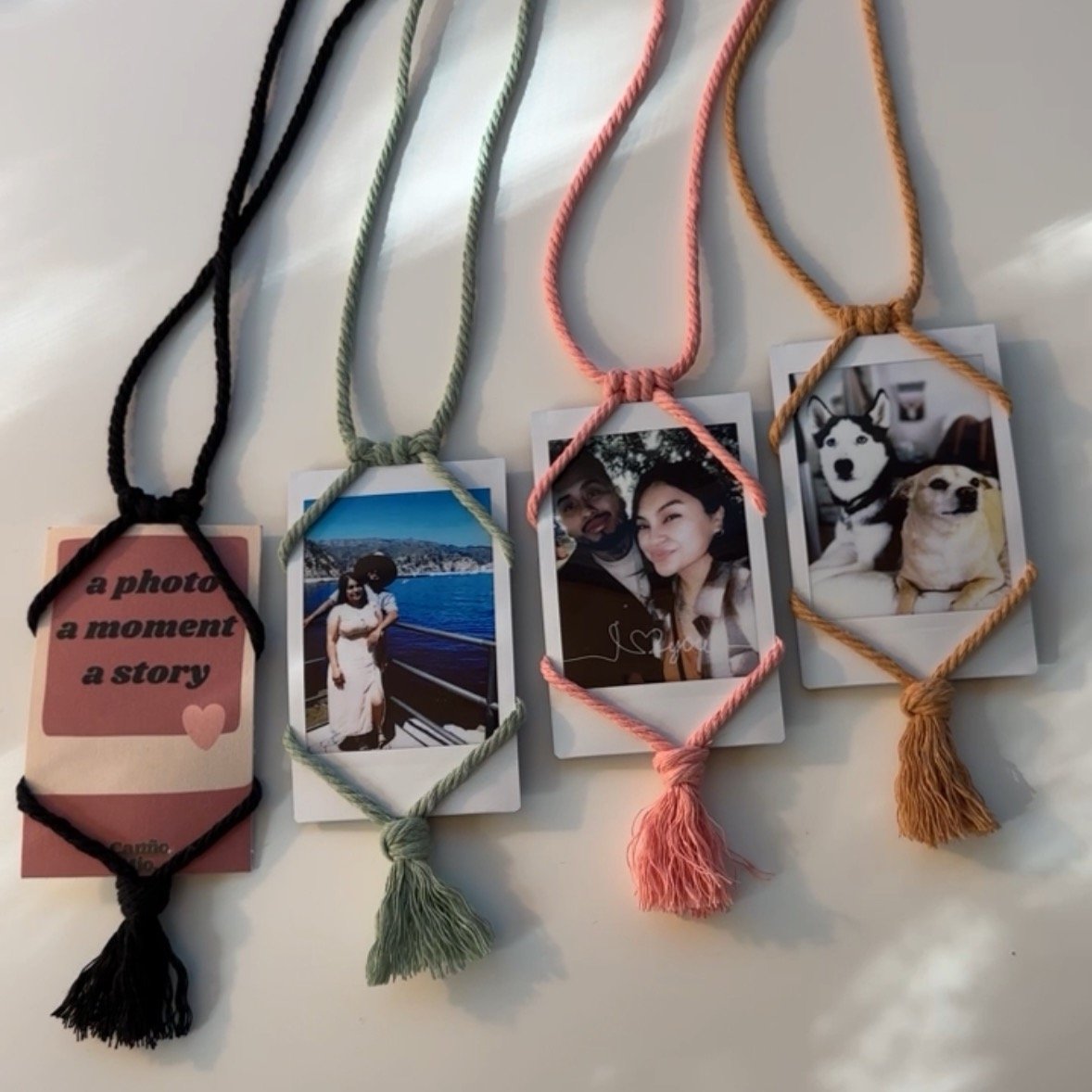 Image of Macrame Polaroid Car Charm