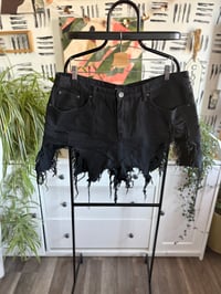 Image 1 of Prettylittlething black distressed shorts 