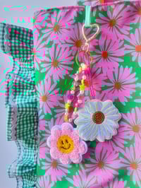 Image 2 of Ruffle Tote Charm Bag Gingham and daises copy
