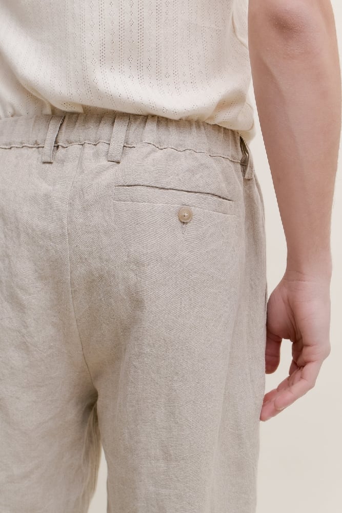 Image of A KIND OF GUISE ELASTIC WIDE PANT BEACH LINEN