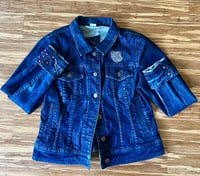 Image of All Seeing custom denim jacket. 