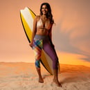 Image 2 of Yoga Capri Leggings- Madras and plum