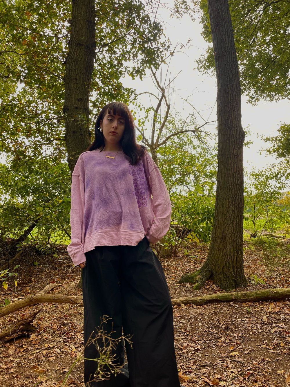 artsy pink sweater