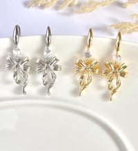 Image 1 of "Lacy" Crystal Ribbon Bow Earrings