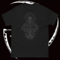 BESTIA ARCANA LOGO T-SHIRT. BLACK ON BLACK PRINT.