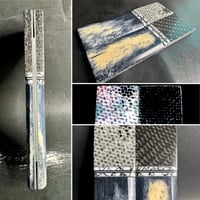 Image 1 of White GLOW Carbon Fiber & Giraffe Bone Segmented Knife Scales