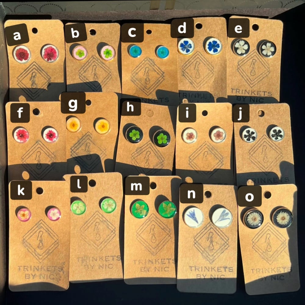 Image of pressed flower stud earrings