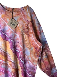 Image 7 of L Unisex Adult Soft Long Sleeve Tee in Solar Flare Geode Ice Dye