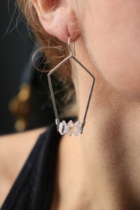 Image 1 of Sterling Silver + Raw Quartz Earrings (2)