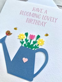 Image 2 of Handmade Flowers in Watering Can Birthday Card - Charming Garden-Themed Card for Nature Lovers