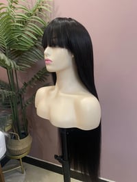 Image 1 of Fringe wig |Indian hair| straight hair| 3 x1 lace wig | 250% density 