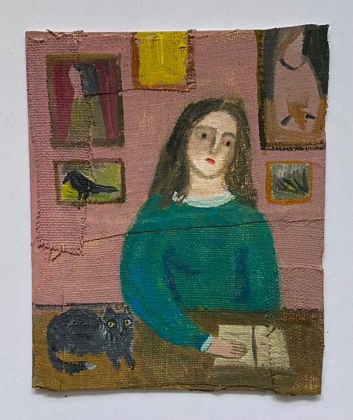 Image of Reading poetry - small painting 