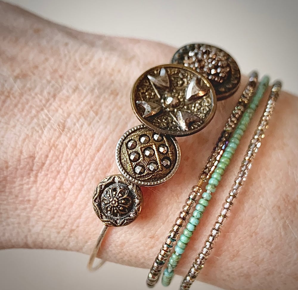 Image of "The Queen's Guard" Silver Button Bracelet