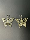 Gold Silver Butterfly Earrings w Cubic Zirconia 