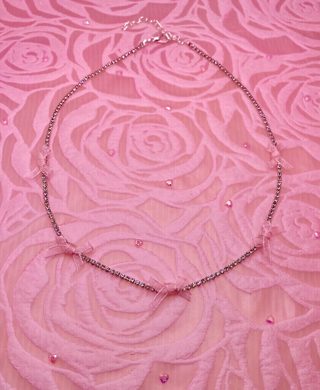 Pink Sheer Bows Necklace