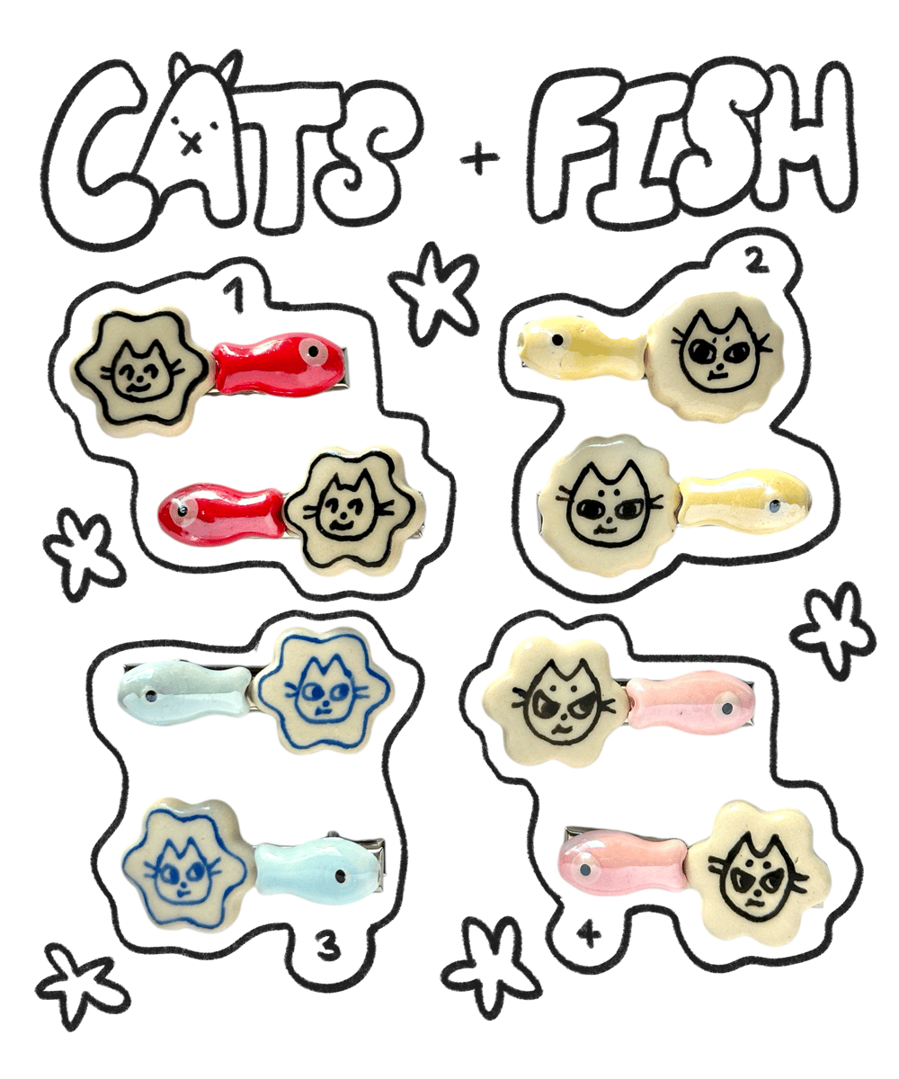 Image of Cats n Fish Mini Ceramic Clips Blind Bag