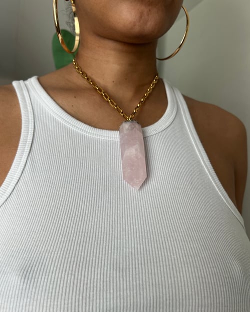 Image of BIG MAMA • Rose Quartz Large Crystal Necklace