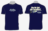LARGE COTTON NAVY BLUE T-SHIRT SLOGAN